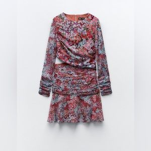 Zara floral print mini dress